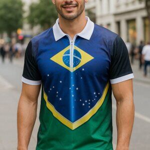 Camisa do Brasil Azul com Zipper (Tamanhos Disponiveis)